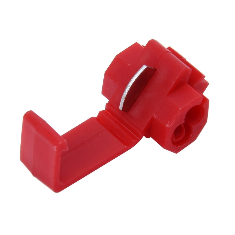 Red quick-splice solderless wire terminal connector with metal contact opening