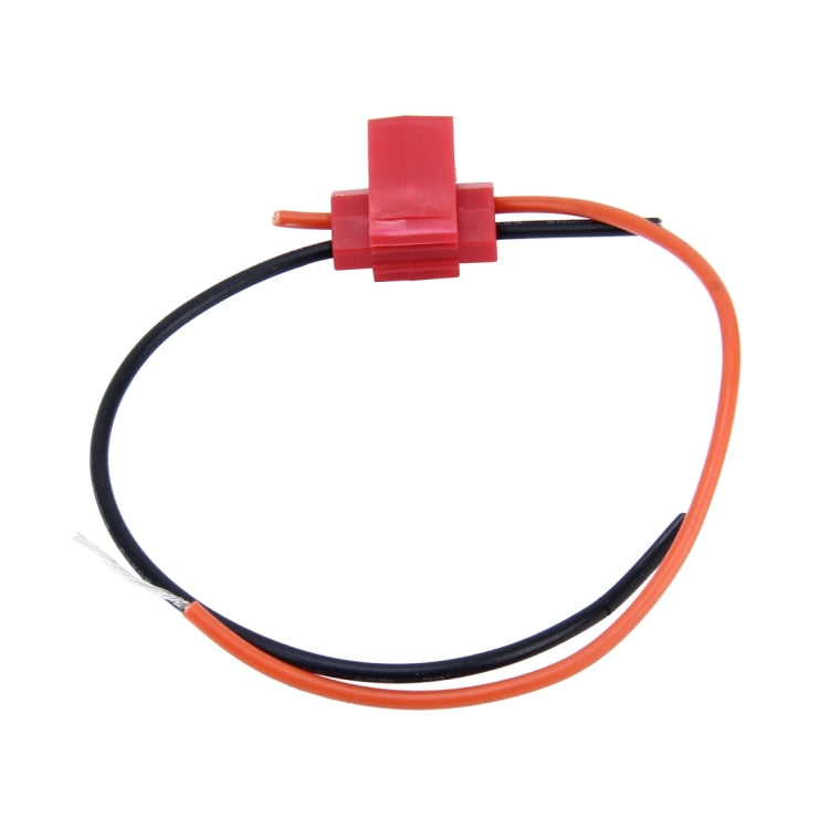 Red quick-splice solderless wire terminal connecting two insulated wires