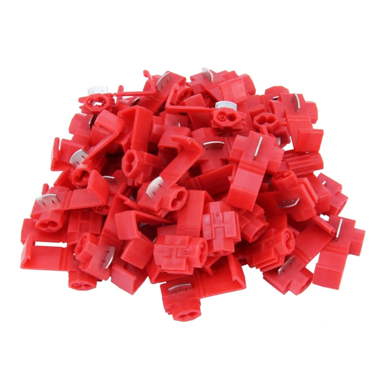 Red quick-splice solderless wire terminals, assorted bulk connectors with metal contacts