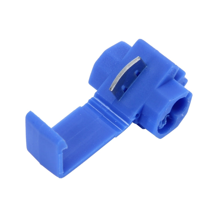 Blue quick splice wire terminal connector with exposed metal strip insert