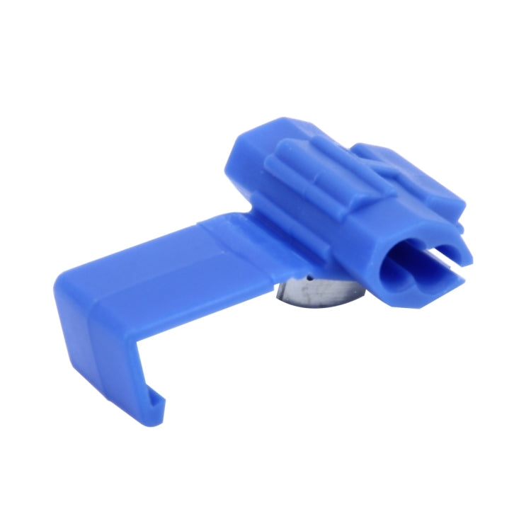 Blue quick splice wire terminal connector with wire entry opening and metal contact