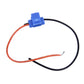 Blue quick splice wire terminal connector with red and black wires attached