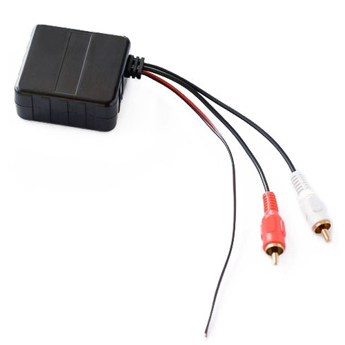 Bluetooth audio adapter module with 2RCA leads, black housing and red/white RCA connectors