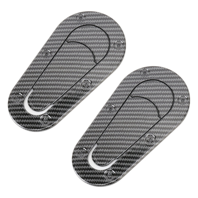 Car lock body decorative sticker set, 2 oval carbon-fiber style pieces, black and gray