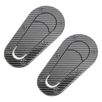 Car lock body decorative sticker set, 2 oval carbon-fiber style pieces, black and gray
