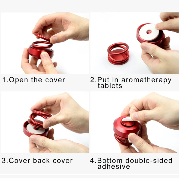 Red spiral aromatherapy car ornament with coil cover and adhesive base