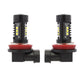 Two LED fog light bulbs showing side LED chips and red base ring, H8/H11 style