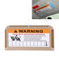 Car visor warning card holder with orange WARNING panel on tan frame