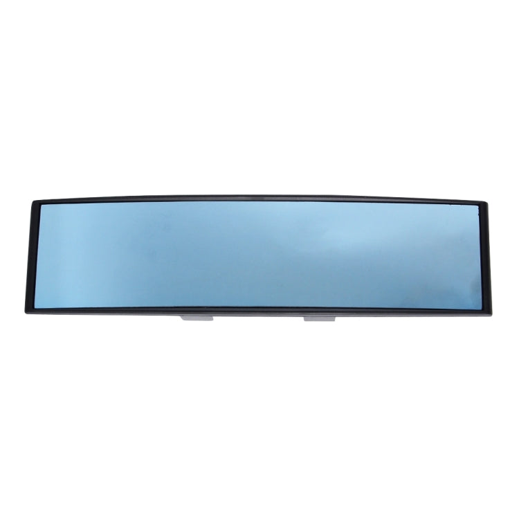 Interior rear view mirror, slim black frame with blue-tinted reflection panel