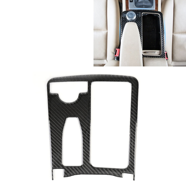 Black carbon fiber water cup panel sticker with two cutouts and mounting tabs