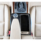 Water cup panel sticker in car center console, black carbon fiber look with cutouts
