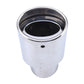 Stainless steel exhaust tail pipe, front view with circular rim and dark inner lining