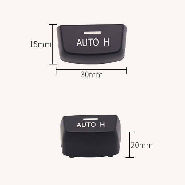 Black AUTO H switch cover button, 30mm wide x 20mm high x 15mm deep