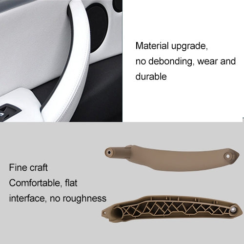 Inner door armrest handle pull, beige with side cutaway showing internal structure
