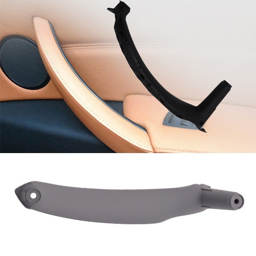 Inner door armrest handle pull, dark gray with beige interior trim