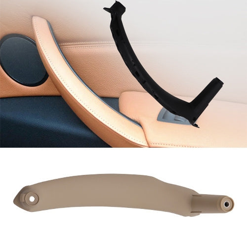 Car door armrest pull handle in tan/beige with two mounting holes