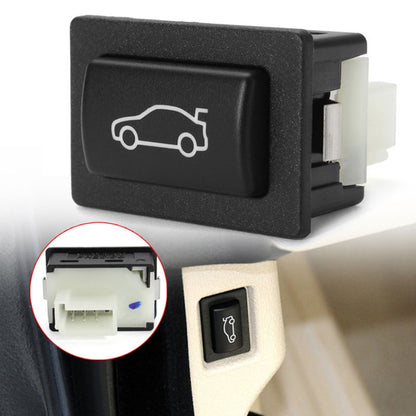 Car trunk release switch button assembly with car icon and connector plugs