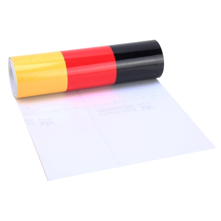 German flag car wrap sticker roll with unrolled sheet, black red yellow stripes