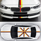 German flag car decal film on front bumper and hood stripes