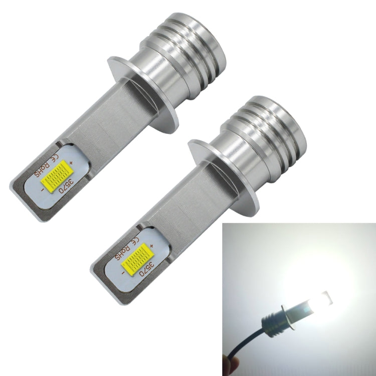 H1 LED fog light bulbs, pair, silver metal housing with LED module labels
