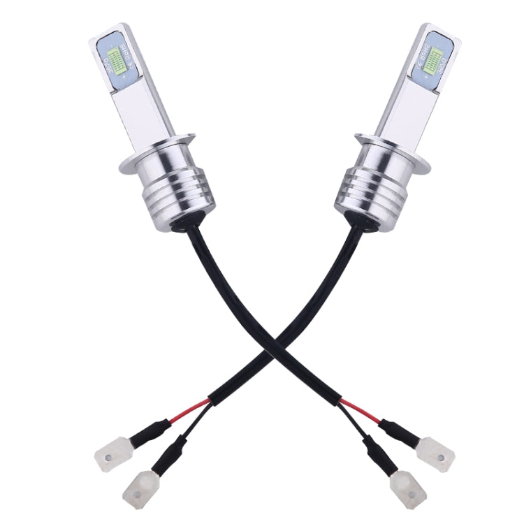 Two H1 LED fog light bulbs connected with wiring and split lead connectors