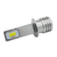 Single H1 LED fog light bulb, angled view of silver base and LED label