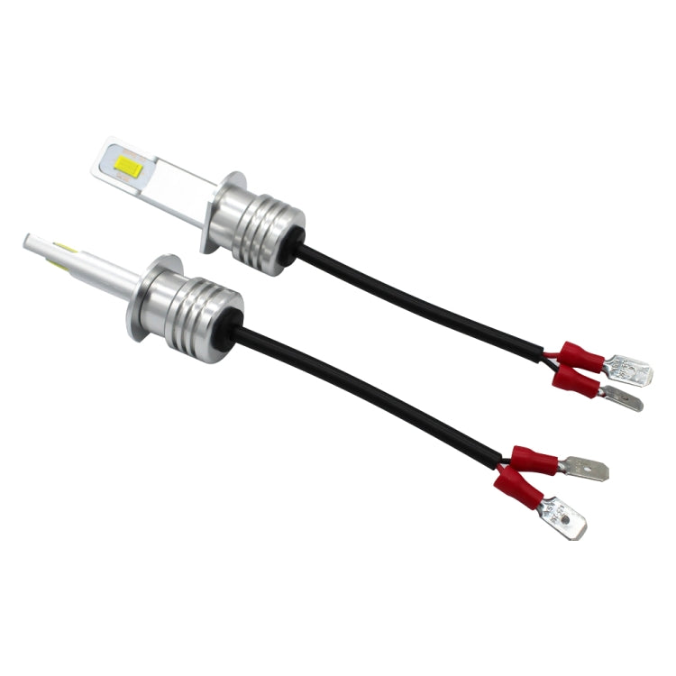 H1 LED fog light bulb pair with wiring harness and connector leads