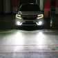 Vehicle front with illuminated LED fog lights from installed H1 bulbs