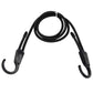 Black elastic car fastening rope strap with two curved hooks, adjustable length