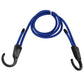 Blue looped elastic rope strap with two black hook ends for mounting