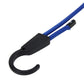 Blue elastic rope with black hook clamp end and perforated grip