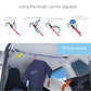Blue elastic rope with black hook clamps and length adjustment stopper