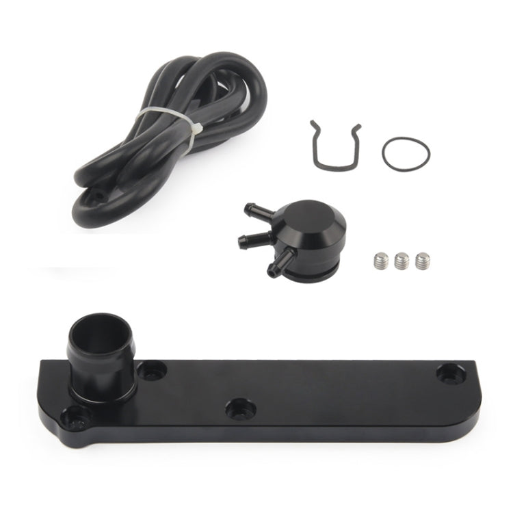 Black forged PCV delete plate kit with hoses, bolts, clamp, and gaskets