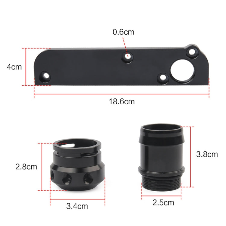 PCV delete plate dimensions diagram with adapter fitting height and width