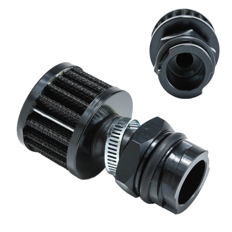 Oil cap with breather, black filter element, metal end fittings