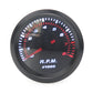 Universal tachometer gauge, black face with white tick marks and red RPM numbers