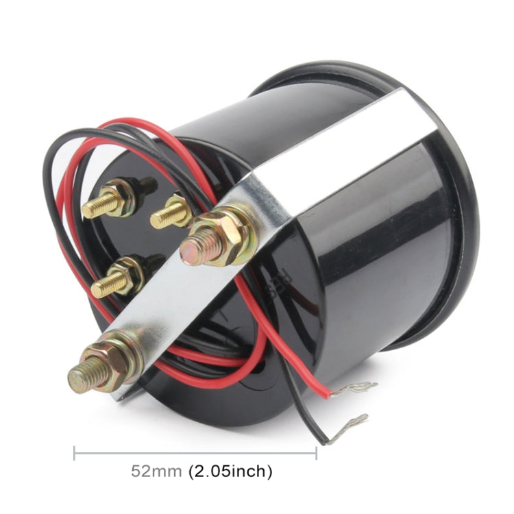 52mm tachometer gauge rear view with terminals and red/black wire leads