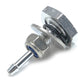 Metal turbo vacuum detection connector with threaded stem and blue silicone grommet