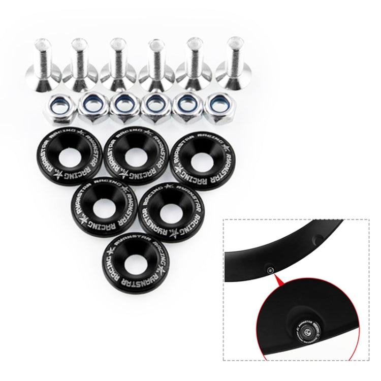Black unpainted fender flare kit with bolts, washers, and round mounting discs