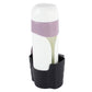 Car storage holder with white and light-green bottle insert and purple band