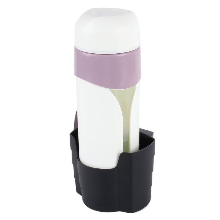Car storage holder with white and light-green bottle insert and purple band