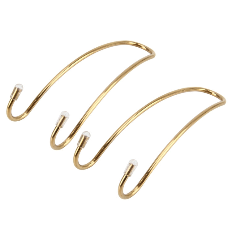 Gold metal car headrest hooks, pair of curved hooks with white end caps