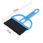 Blue mini hand brush with black bristles and integrated dustpan scoop