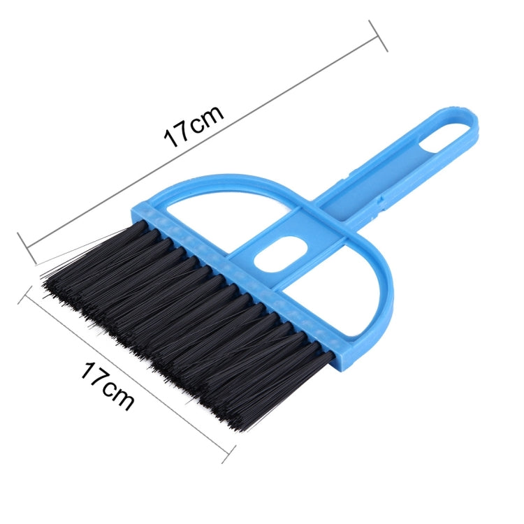 Blue mini hand brush with black bristles and integrated dustpan scoop