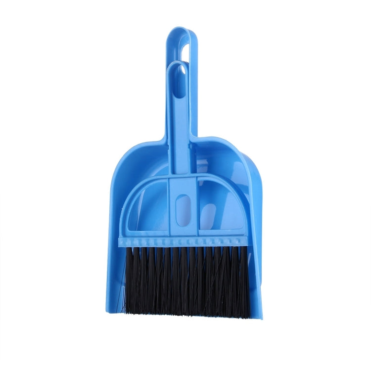 Blue mini brush and dustpan set, black bristles with scooping pan
