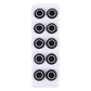 10 round anti-collision car stickers on clear backing, black with white rings
