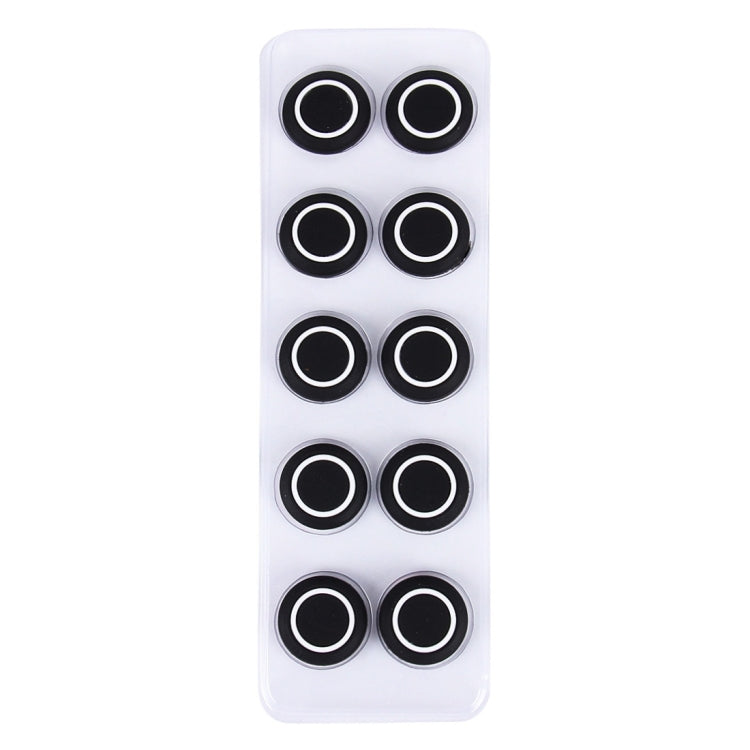 10 round anti-collision car stickers on clear backing, black with white rings