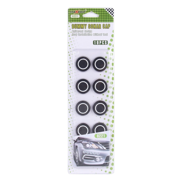 10-pack anti-collision car sticker discs, black centers with white rings