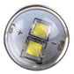 LED car light bulb top view with clear cover and four yellow LED chips