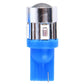 T10 blue LED bulb with silver metal cap and blue plastic housing